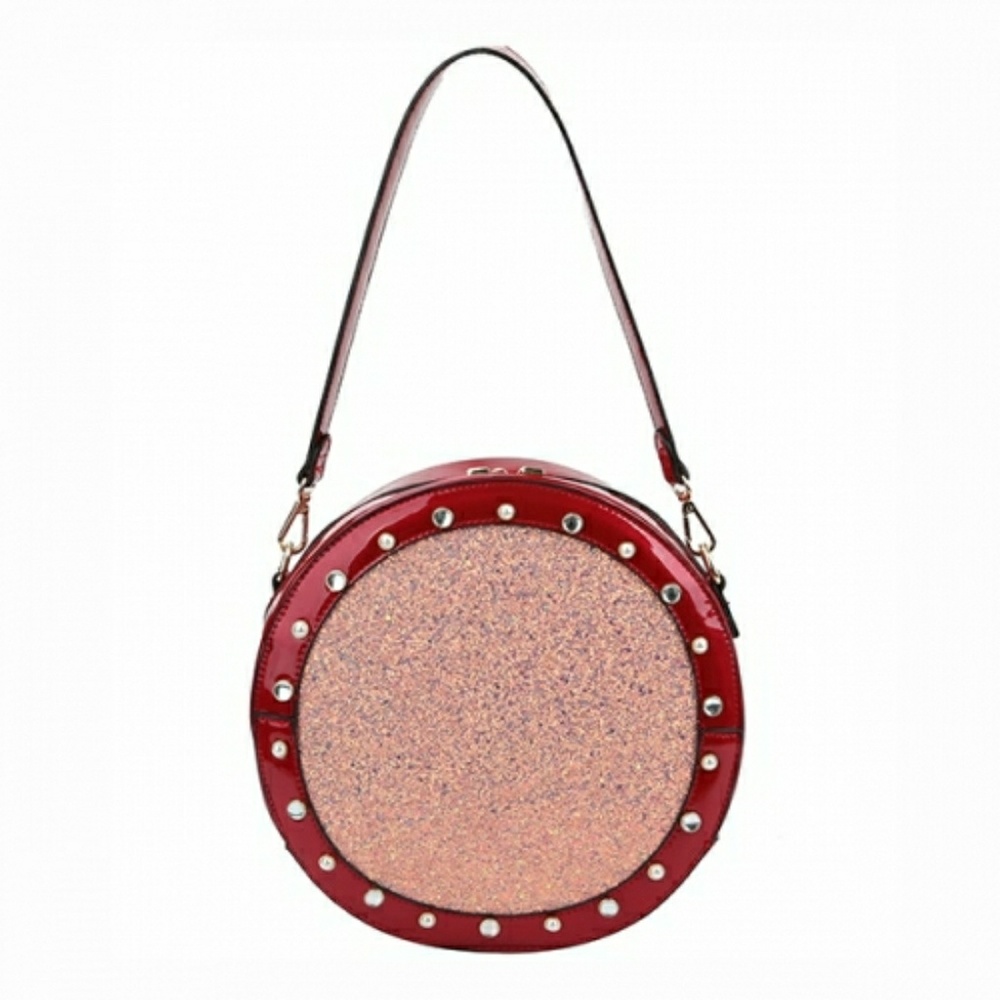 Red Patent Leather & Glitter Studded Crossbody - Picture 1 of 6